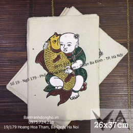 Tranh Đông Hồ Em Bé Ôm Cá Chép